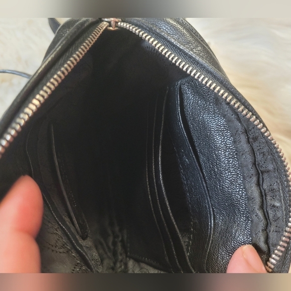 Michael kors Authentic Gently worn black leather  crossbody with silver accents. - Picture 7 of 9